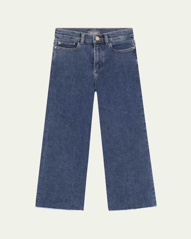 Girl's Lily High-Rise Wide-Leg Denim Jeans, Size 7-16